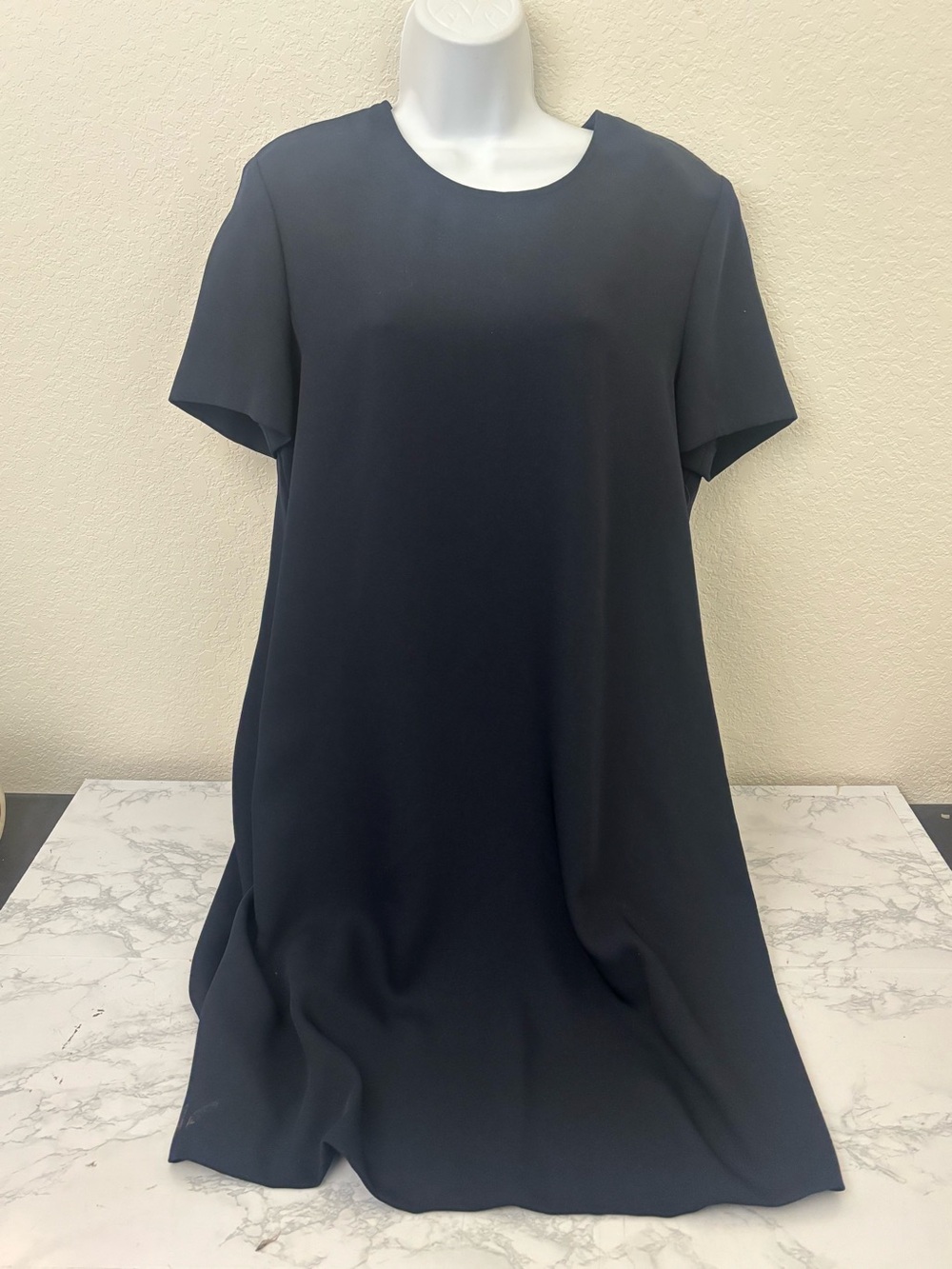Jones New York Womens Black Short Sleeve A-Line Dress Size 14 Back Button C